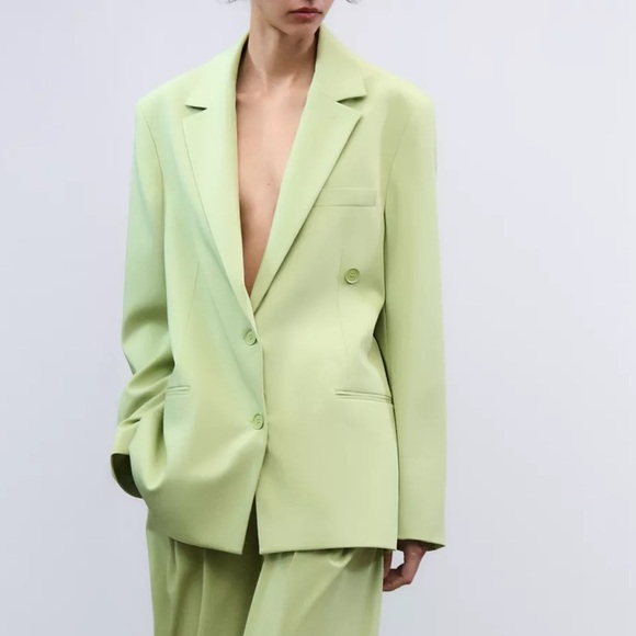 Zara Jackets & Blazers - Zara NWT multiposition oversized blazer apple green 5247/775